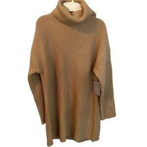 WAYF NWT NEW Turtleneck Sweater Dress Long Sleeves Camel Size XS